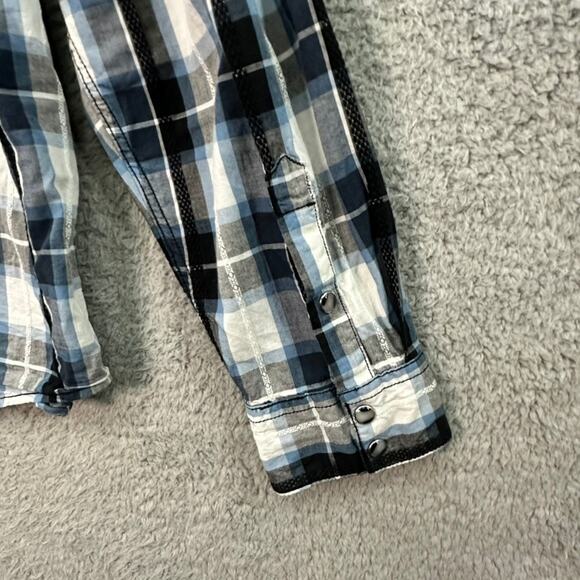 Cody James Men's 2XLT Blue Plaid Western Shirt Pearl Snaps Sawtooth Pocket Rodeo - Picture 6 of 10